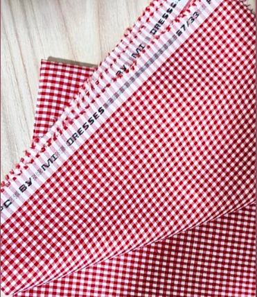 Red Small Checks Fabric
